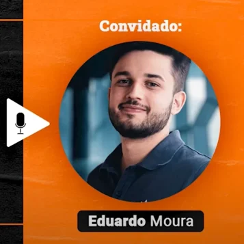 Podcast Papo de Vendedor episódio seis. Imagem nas cores laranja e preta, com a foto do convidado Eduardo Moura, à direita, e título, à esquerda, Como fazer a Qualificação da Venda durante a Abordagem? feat Eduardo Moura & NectarCRM.